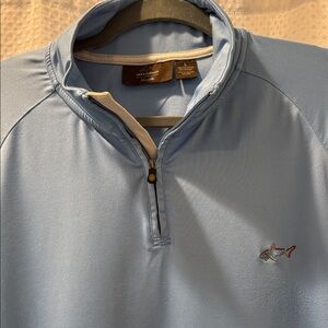 Greg Norman Tasso Elba Collection Sky Blue Quarter-Zip Polo